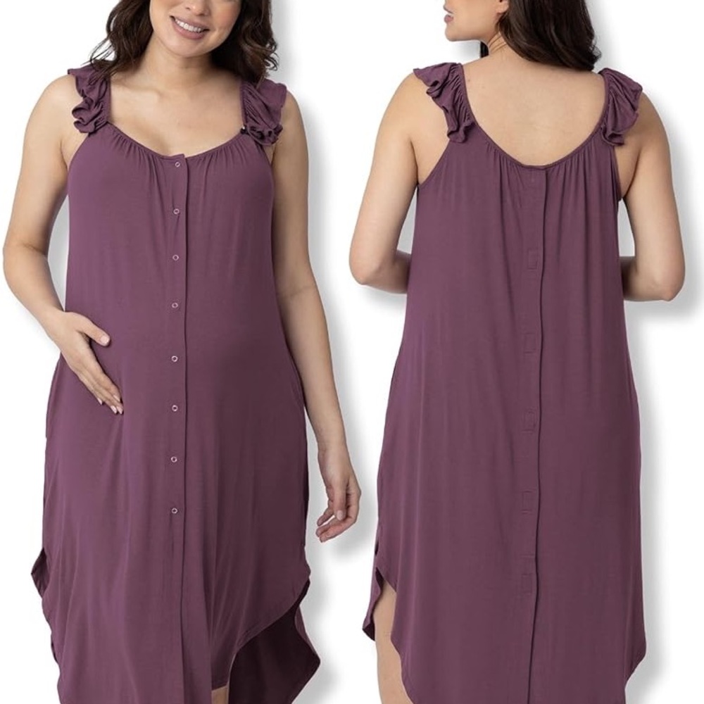 Kindred Bravely Ruffle Strap Labor & Delivery Gown sz s